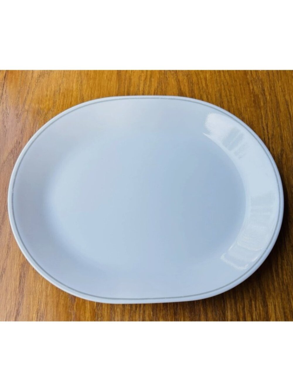 Vintage CORELLE Gray Ribbon Bouquet Serving Platter Plate Oval 12”x10” CORNING